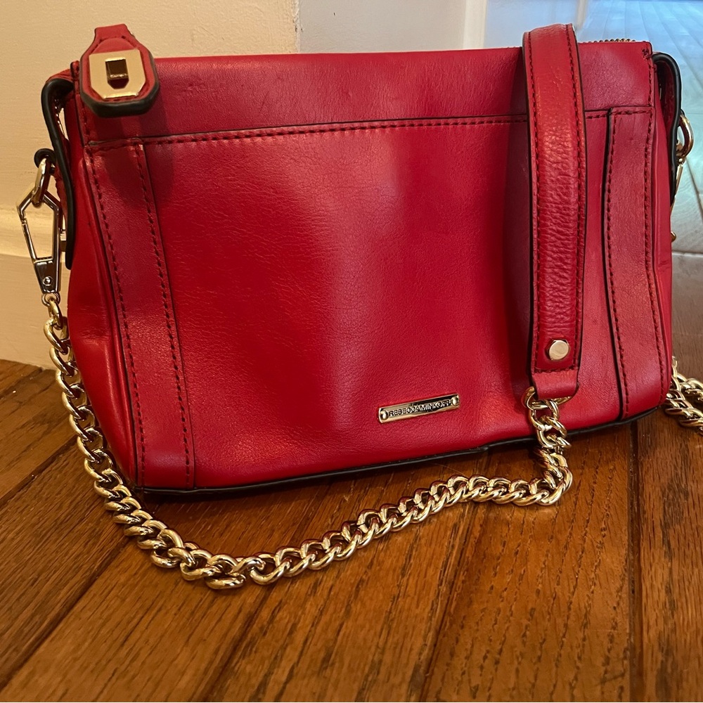 Rebecca Minkoff Gold and Deep Red Leather Purse NEW